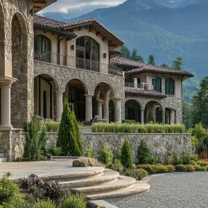 Luxury Stone Mansion Nestled in the Mountains