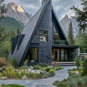 Deep Grey Brick With Ebony Wood Detailing