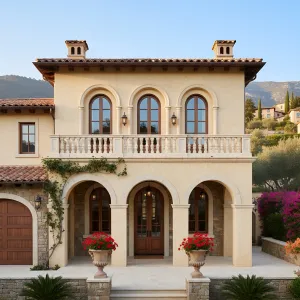 Sunrise Loggia With Coral Geraniums