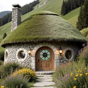 Circular Stone Hideaway Under Lush Hillside