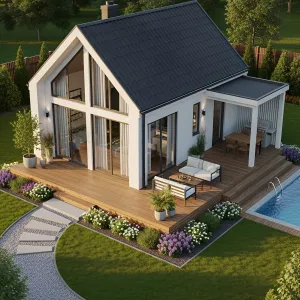 Aerial Serenade of a Cozy Modern Dwelling