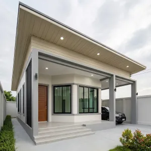 Slimline Porch Home With Bold Carport
