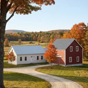 Autumn Hillside Homestead With Twin Barns