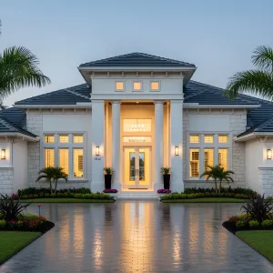 Majestic Columns and Sunset Glow