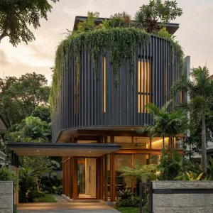 Circular Grove House With Vertical Veil