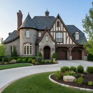 Brick-Trim Turreted Normandy Cottage