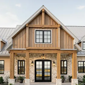 Rustic Stone Haven with Chic Timber Charm
