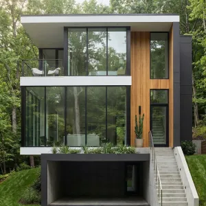 Modern Woodland Glass Cube Residence