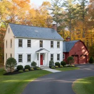 Barn-Linked Colonial with Cranberry Door