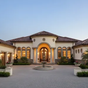 Mediterranean Courtyard Suburban Grandeur