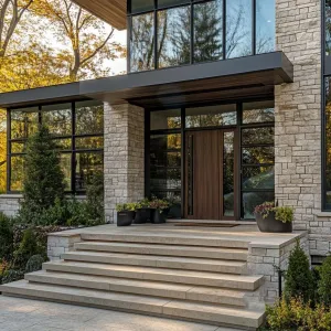 Contemporary Retreat with Stone-Clad Charm