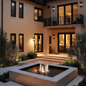 Courtyard With a Central Water Fountain
