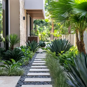 Tropical Haven with Stone-Speckled Path