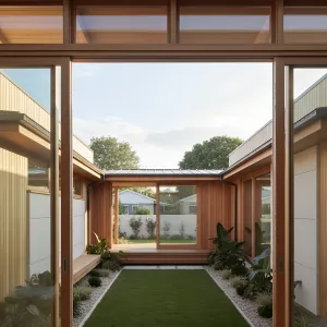 Cedar-Framed Cloister With Green Heart