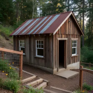 Tin-Stripe Timber Homestead Shed