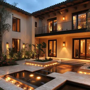 Spanish Hacienda With a Central Courtyard and Fountains