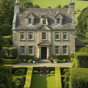 Graceful Limestone Abode Overlooking Verdant Lands