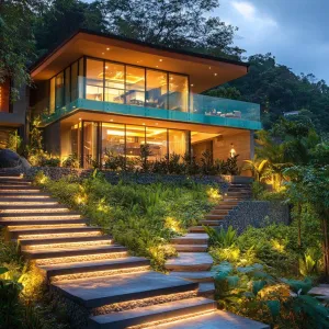 Suspended Staircase With Glass Balustrades