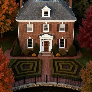 Majestic Brick Manor Amid Autumn’s Tapestry