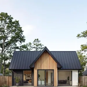 Modern Woodland Nest with Black Roof
