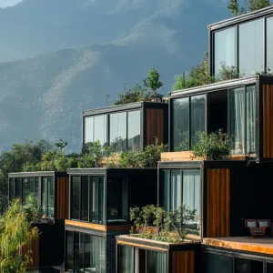 Container Apartments Snuggling the Mountain