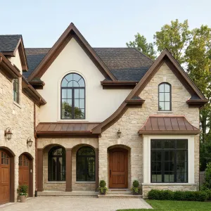 Copper Accented Cottage With Storybook Arches