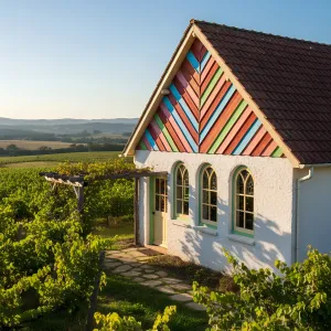 Colorful Patchwork Cottage Amidst Vineyards