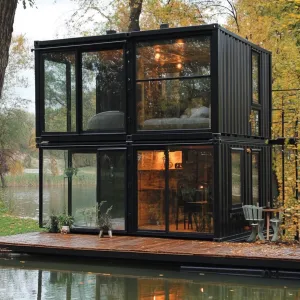 Glass-Wall Lakeside Cabin