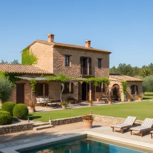 Sun-Kissed Stone Pergola Farmhouse