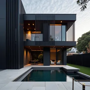 Modern Midnight Oasis with Poolside Allure