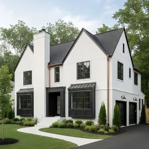 Noir-Framed Gables With Copper Gleam