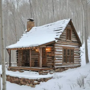 Snowy Log Haven in a Tranquil Glade