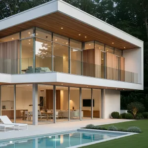 Contemporary Haven with Glassy Charm