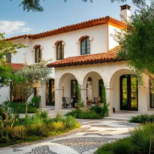 Elegant Mediterranean Villa with Mosaic Pathway