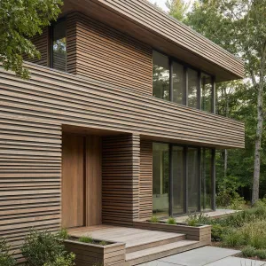 Wooden Slat Forest Retreat