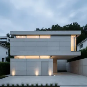 Banded Light-Slot Concrete House