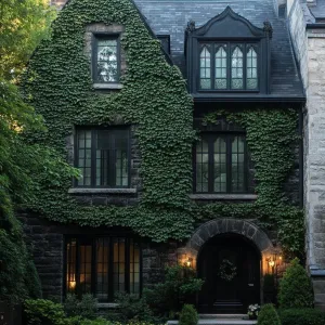 Stone Façade With Ivy-covered Walls