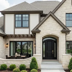 Soft Cream Villa Stone Entryway
