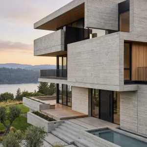 Terraced Lakeside Concrete Hideaway