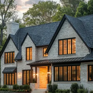 Glimmering Suburban Fortress at Dusk