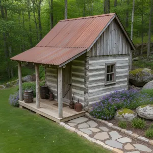 Rustic Ridge-Top Log Porch Shed