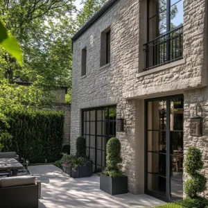 Contemporary Stone Cladding With Lush Green Walls