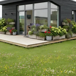 Chic Retreat with a Blossoming Deck