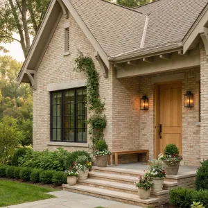 Soft Brick Retreat With Garden Steps