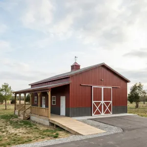Gable-Front Red Porch Barn
