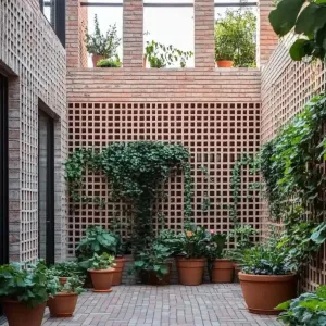 Brick Oasis with Lush Greenery