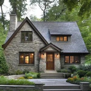 Rustic Stone Charm with a Leafy Backdrop