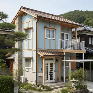 Sky-Blue Timber Eaves Retreat