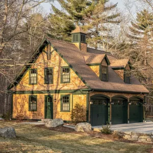 Evergreen Trimmed Shingle Carriage House