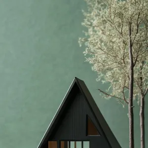 Modern A-Frame Cabin Surrounded by Trees